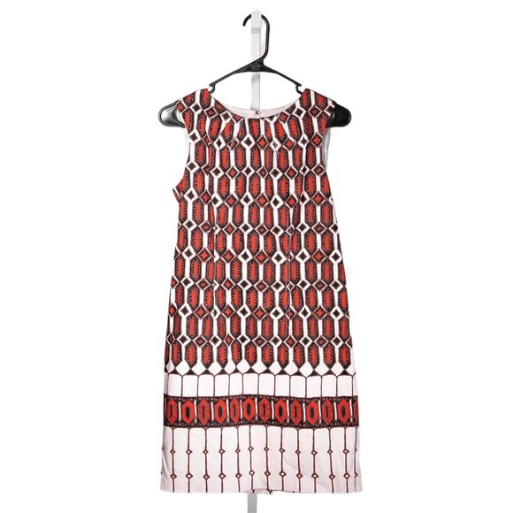 Talbots Women's Dress Geometric Tribal Ethnic Stretch Shift Lined Sleeveless 4P - Picture 1 of 9